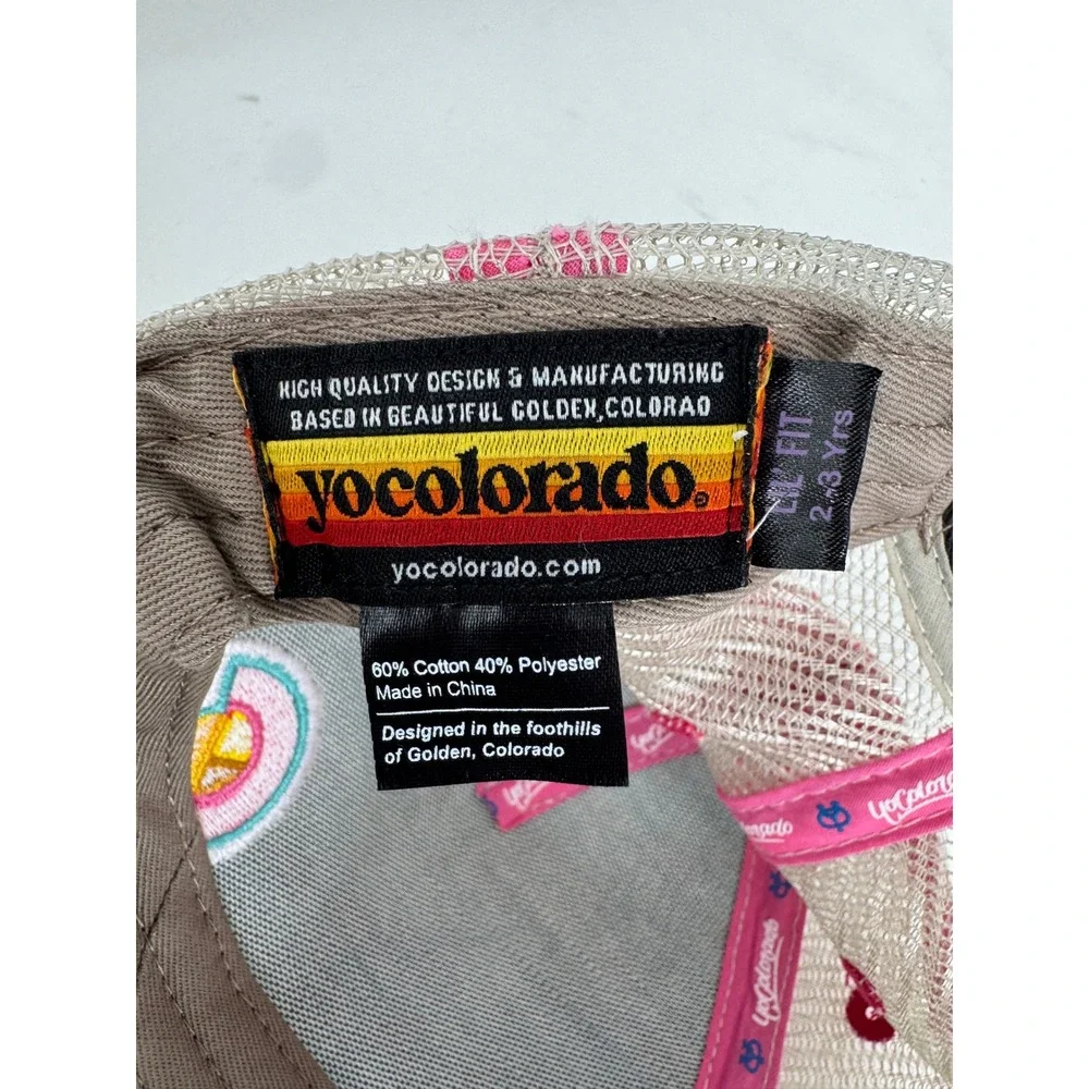 Yo Colorado Kids Flamingo Trucker Hat Blue Pink Mesh Adjustable Lil‎ Fit 2-3 Yrs